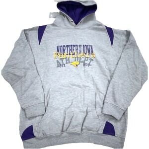 Northern Iowa Panthers Hoodie Men Large Gray Purple Sweatshirt Sweater UNI Y2K E
